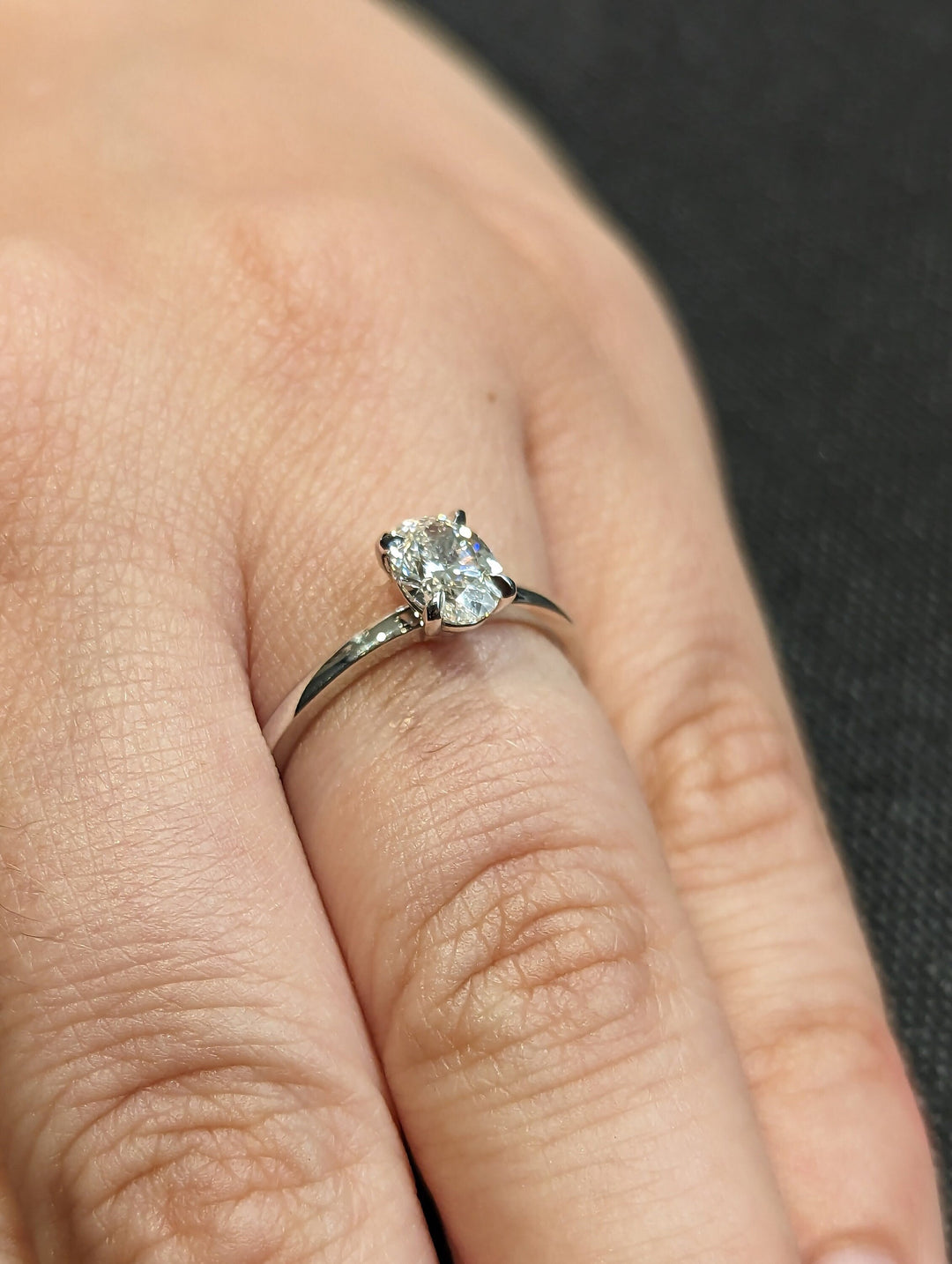 1.0CT Oval Cut Solitaire Lab Grown Diamond Engagement Ring Minimalist Wedding Ring