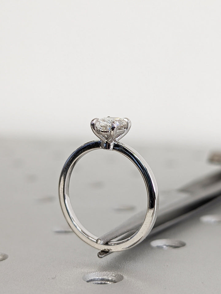 1.0CT Oval Cut Solitaire Lab Grown Diamond Engagement Ring Minimalist Wedding Ring