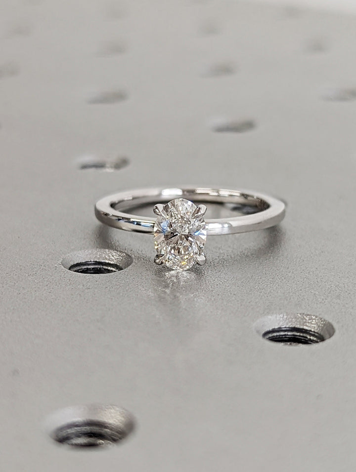 1.0CT Oval Cut Solitaire Lab Grown Diamond Engagement Ring Minimalist Wedding Ring