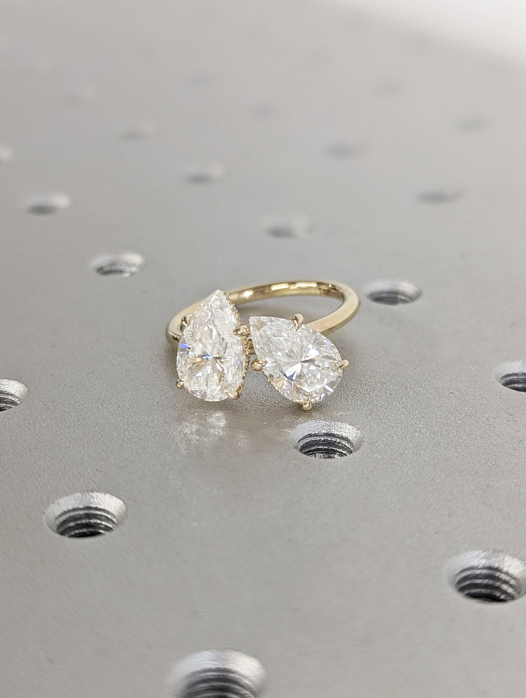 2.50CT Pear Hidden Halo Lab Grown Two Stone Diamond Engagement Ring Pretty Engagement Ring