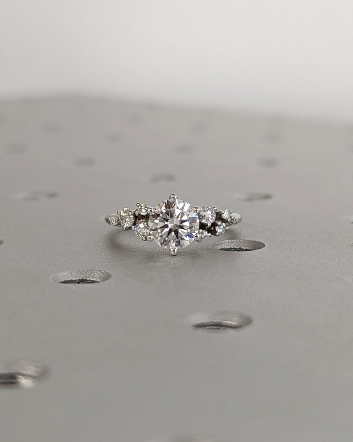 1.0CT Round Cluster Lab Grown Diamond Engagement Ring Nature Inspired Engagement Rings