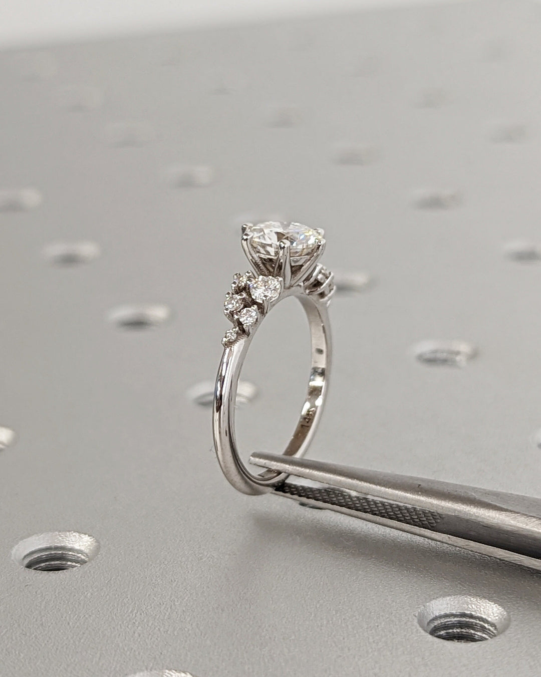 1.0CT Round Cut Cluster Lab Grown Diamond Engagement Ring Simple Promise Ring For Her