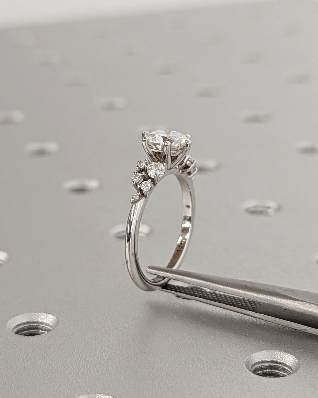 1.0CT Round Cluster Lab Grown Diamond Engagement Ring Nature Inspired Engagement Rings