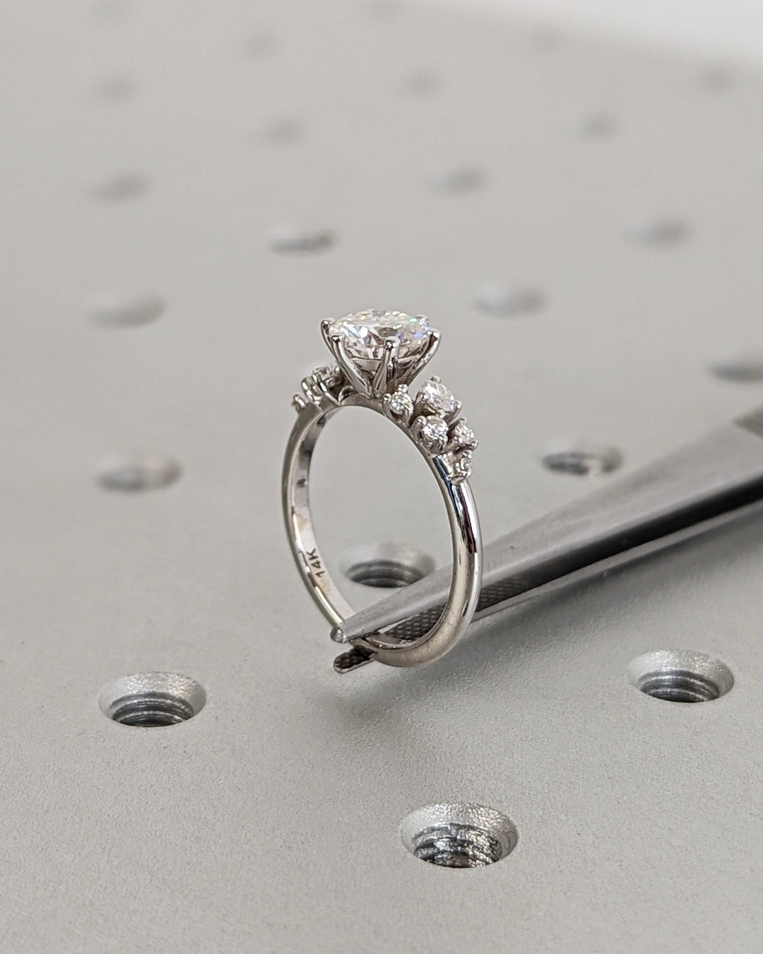 1.0CT Round Cluster Lab Grown Diamond Engagement Ring Nature Inspired Engagement Rings
