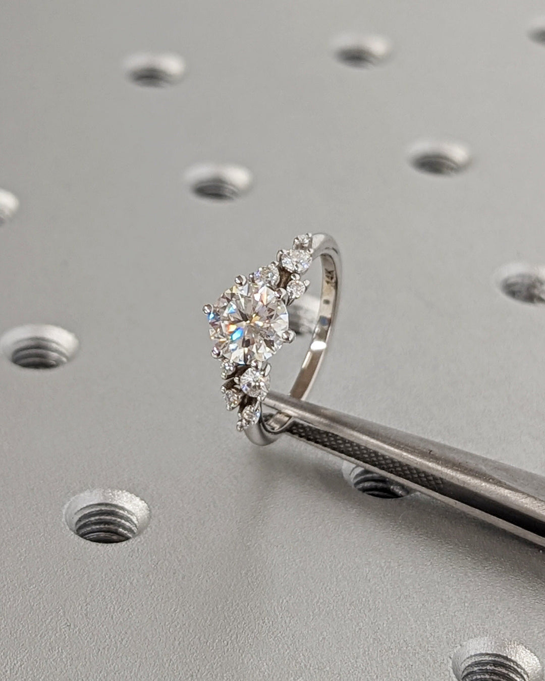 1.0CT Round Cluster Lab Grown Diamond Engagement Ring Nature Inspired Engagement Rings