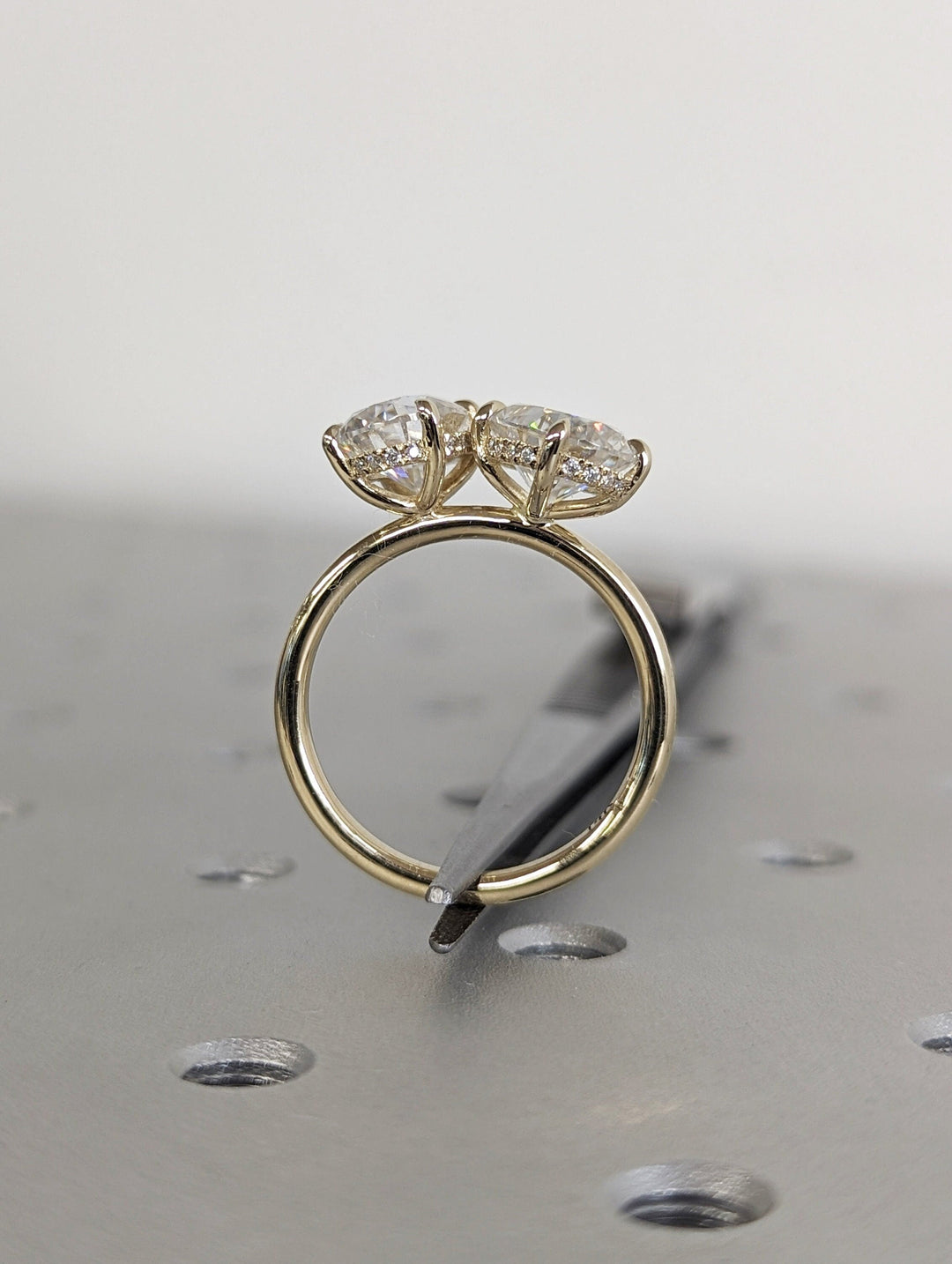 2.50CT Pear Hidden Halo Lab Grown Two Stone Diamond Engagement Ring Pretty Engagement Ring