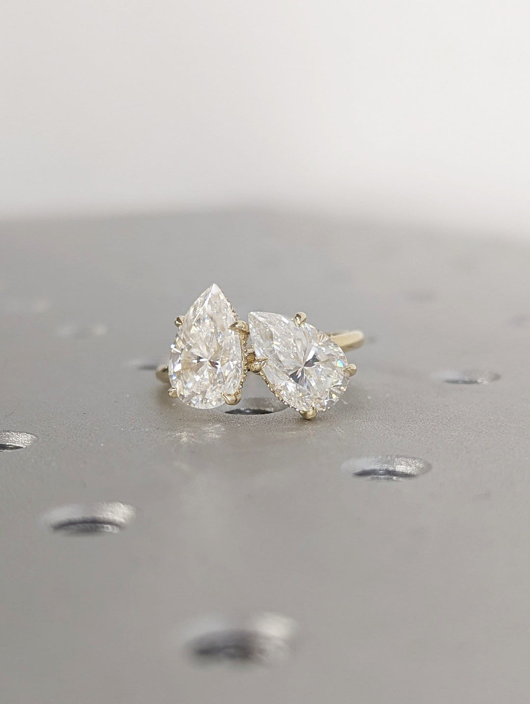 2.50CT Pear Hidden Halo Lab Grown Two Stone Diamond Engagement Ring Pretty Engagement Ring