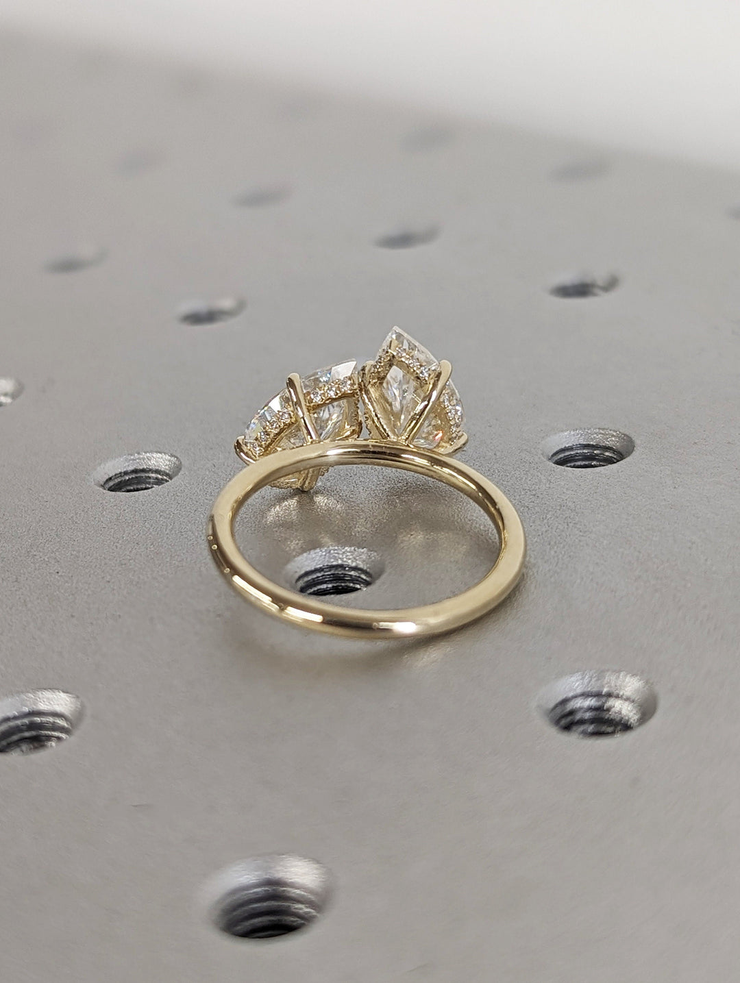 2.50CT Pear Hidden Halo Lab Grown Two Stone Diamond Engagement Ring Pretty Engagement Ring