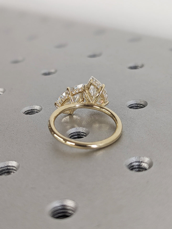2.50CT Pear Hidden Halo Lab Grown Two Stone Diamond Engagement Ring Pretty Engagement Ring