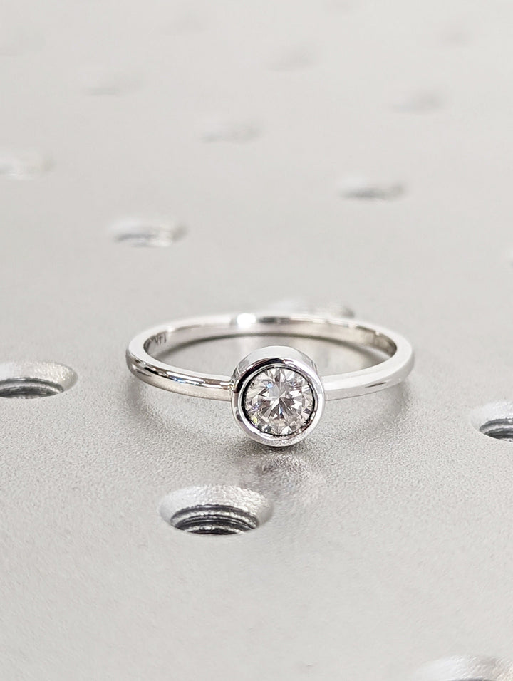 0.50CT Round IGI Certified Lab Grown Bezel Set Diamond Engagement Ring Anniversary Gift
