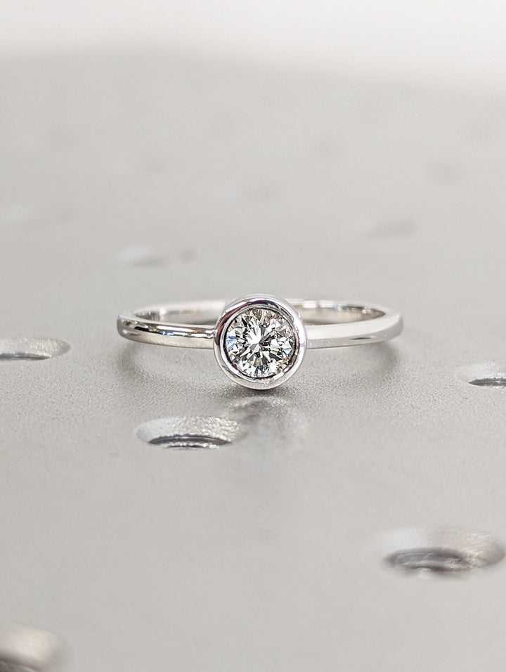 0.50CT Round IGI Certified Lab Grown Bezel Set Diamond Engagement Ring Anniversary Gift