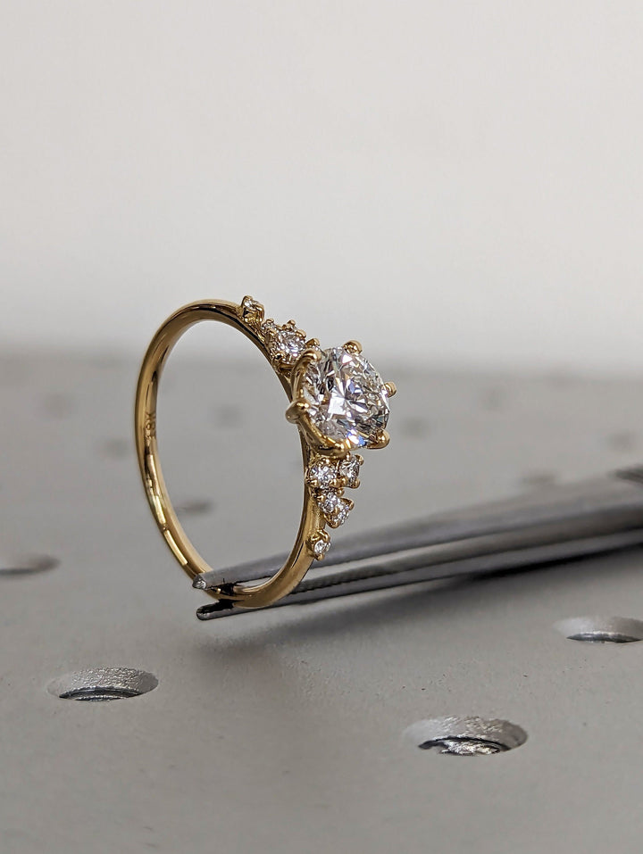 1.0CT Round Cut Zig Zag Cluster Lab Grown Diamond Engagement Ring