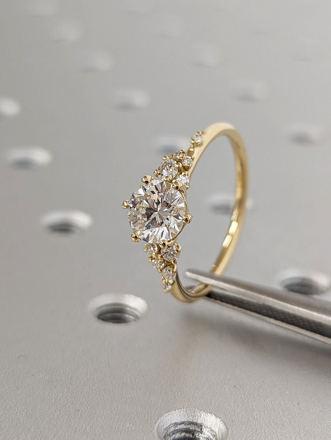 1.0CT Round Cut Zig Zag Cluster Lab Grown Diamond Engagement Ring