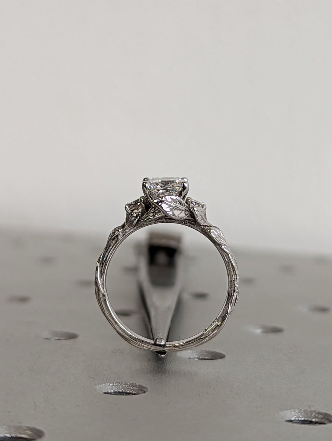 1.0CT Princess Cut 3 Stone Lab Grown Vintage Diamond Engagement Ring For Women
