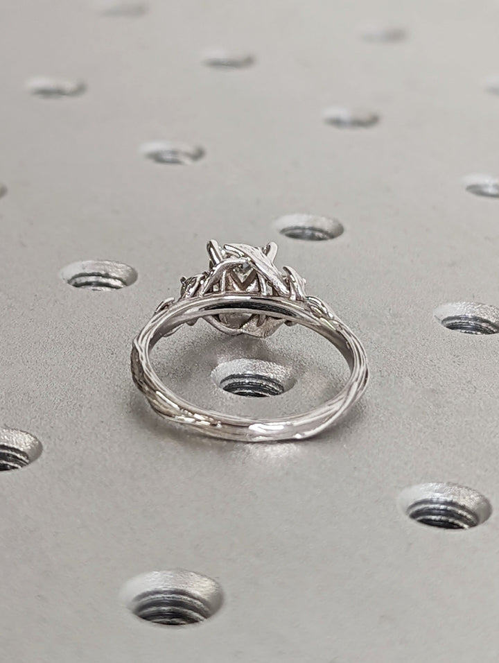 1.0CT Princess Cut 3 Stone Lab Grown Vintage Diamond Engagement Ring For Women