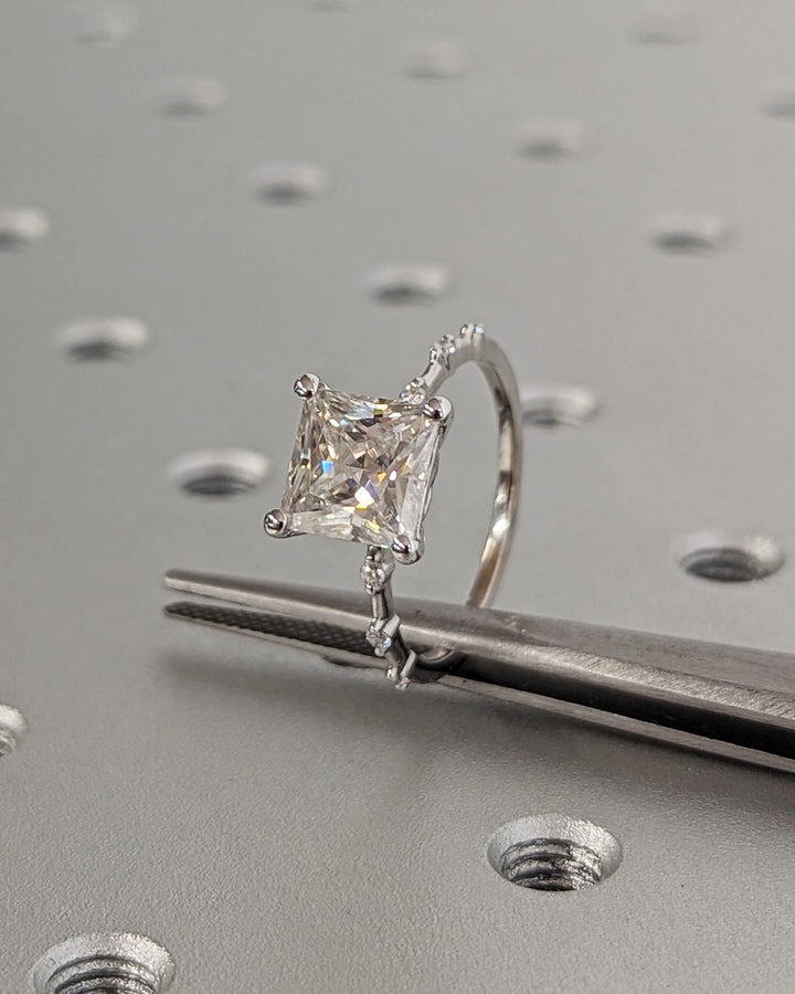 2.0CT Princess Lab Grown Petite Pave Diamond Engagement Ring Anniversary Gift For Women