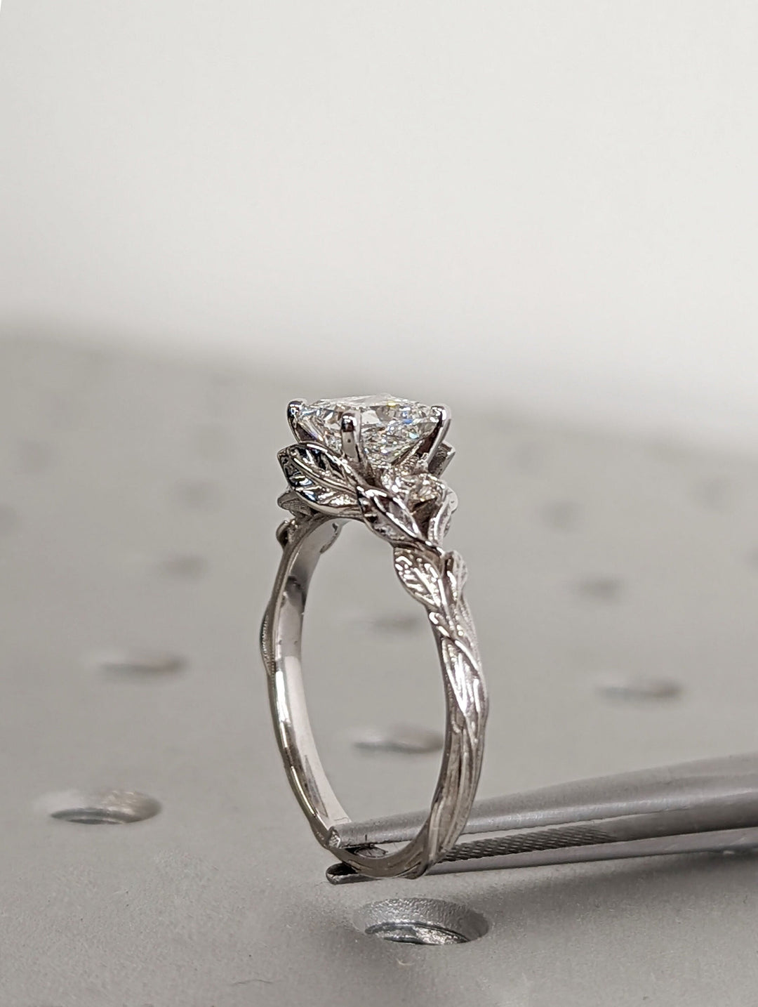 1.0CT Princess Cut 3 Stone Lab Grown Vintage Diamond Engagement Ring For Women