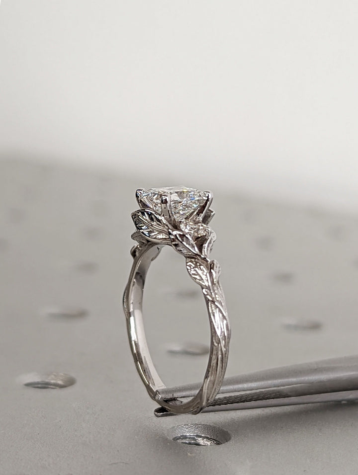 1.0CT Princess Cut 3 Stone Lab Grown Vintage Diamond Engagement Ring For Women