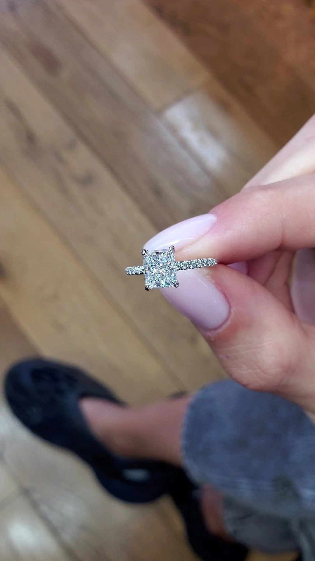 2.50CT Radiant Cut Pave Lab Grown Diamond Hidden Halo Engagement Ring