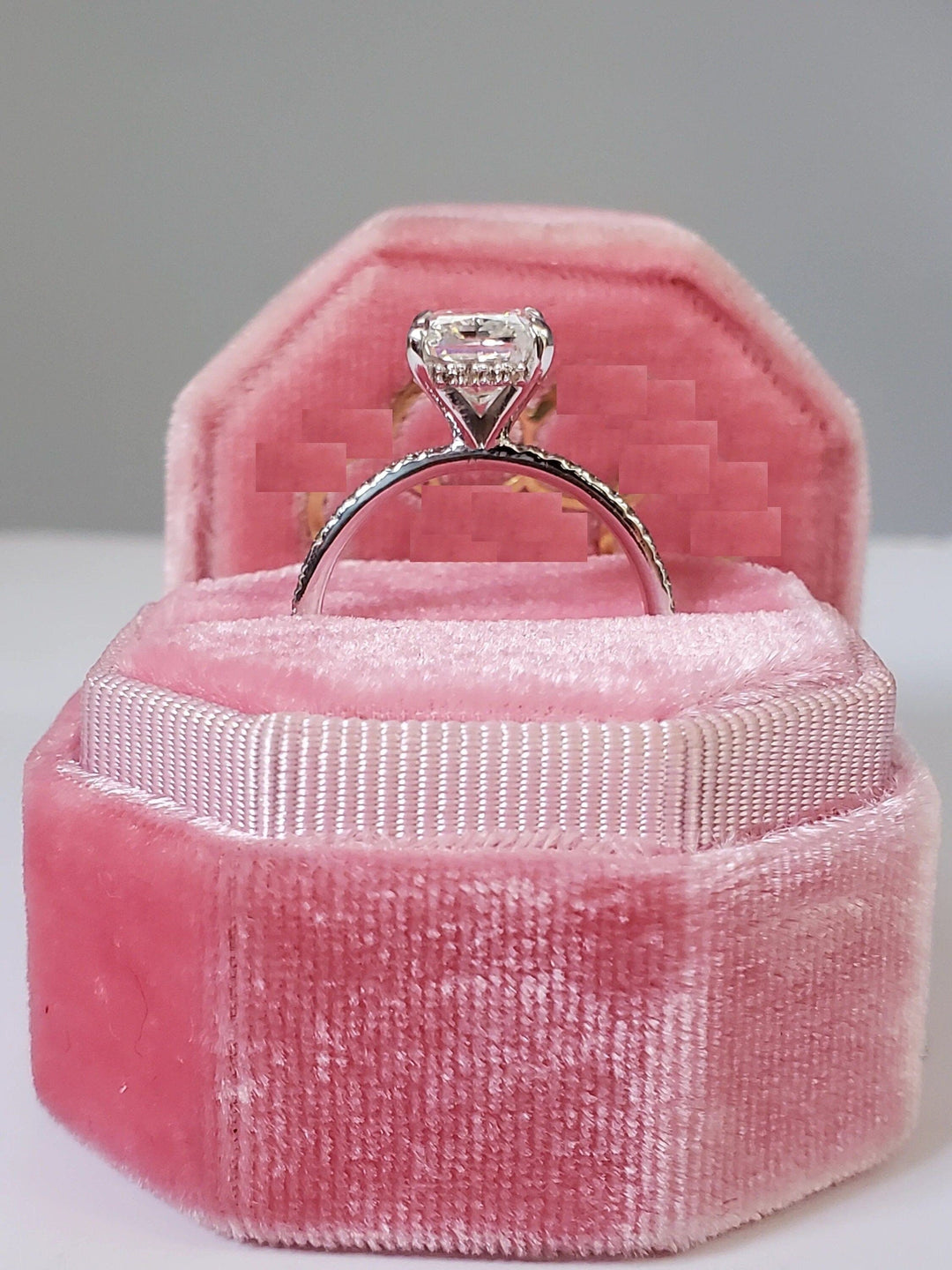 2.50CT Radiant Cut Hidden Halo Lab Grown Diamond Engagement Ring Minimalist Wedding Ring