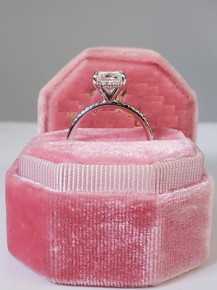 2.50CT Radiant Cut Hidden Halo Lab Grown Diamond Engagement Ring Minimalist Wedding Ring