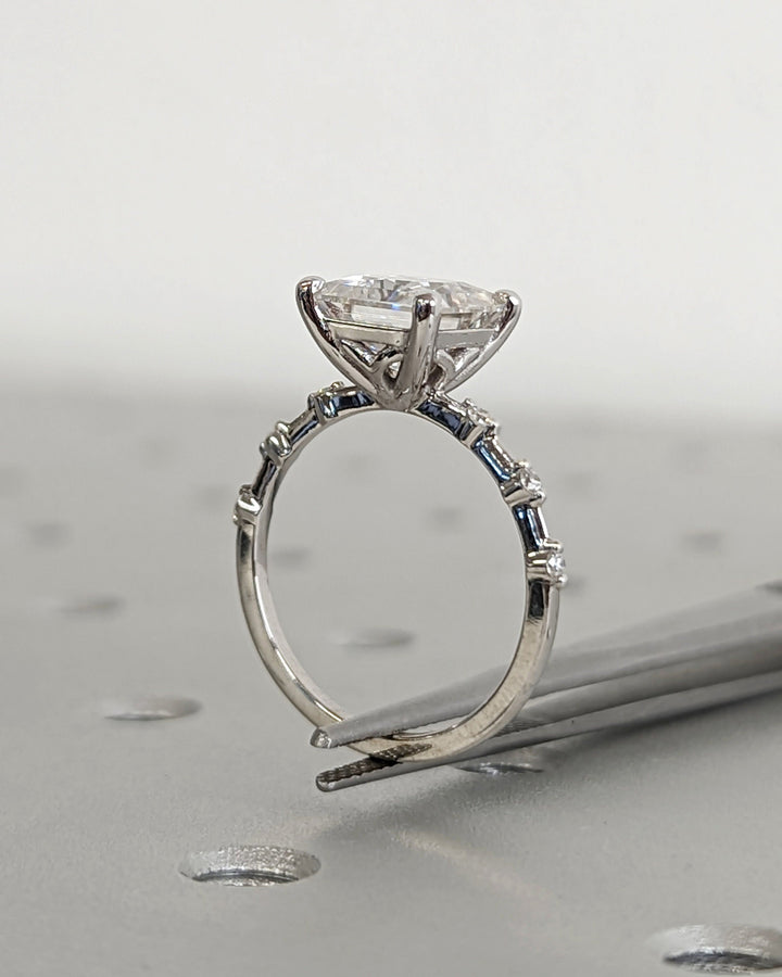 2.0CT Princess Lab Grown Petite Pave Diamond Engagement Ring Anniversary Gift For Women