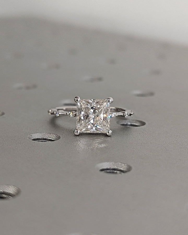 2.0CT Princess Lab Grown Petite Pave Diamond Engagement Ring Anniversary Gift For Women