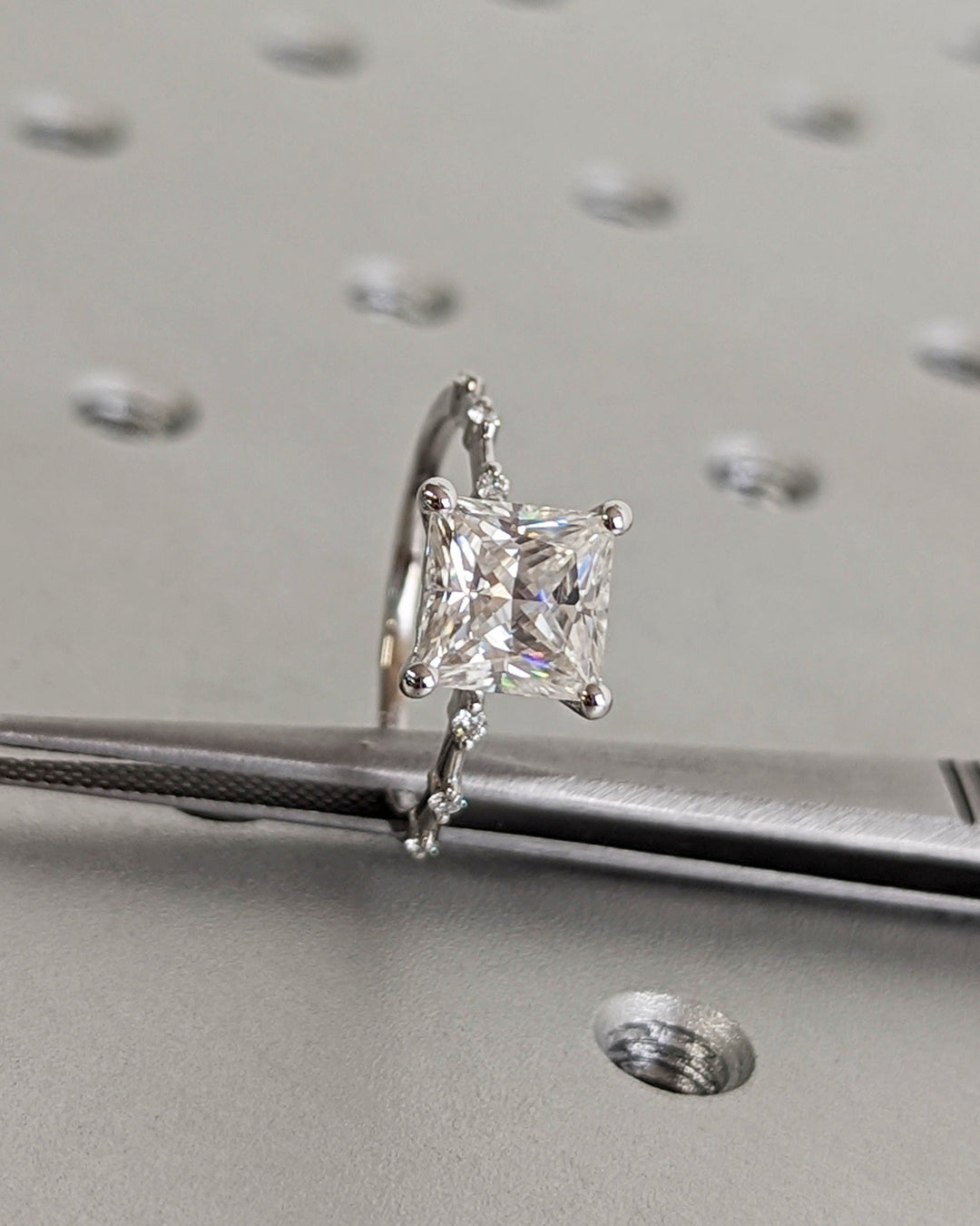 2.0CT Princess Lab Grown Petite Pave Diamond Engagement Ring Anniversary Gift For Women