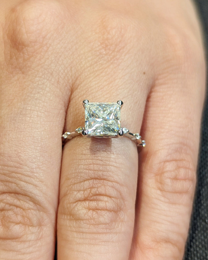 2.0CT Princess Lab Grown Petite Pave Diamond Engagement Ring Anniversary Gift For Women