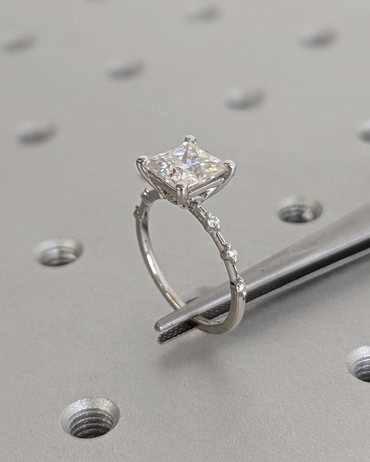 2.0CT Princess Lab Grown Petite Pave Diamond Engagement Ring Anniversary Gift For Women