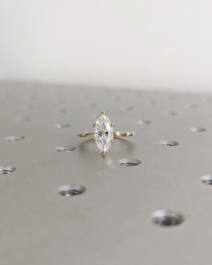 1.50CT Marquise Cut Hidden Halo Lab Grown Petite Pave Diamond Engagement Ring For Her Maximalist Wedding Ring