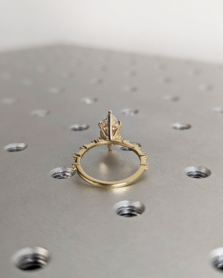 1.50CT Marquise Cut Hidden Halo Lab Grown Petite Pave Diamond Engagement Ring For Her Maximalist Wedding Ring
