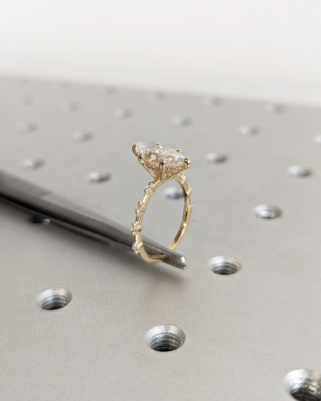 1.50CT Marquise Cut Hidden Halo Lab Grown Petite Pave Diamond Engagement Ring For Her Maximalist Wedding Ring