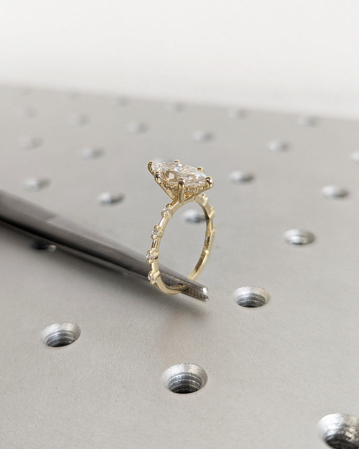 1.50CT Marquise Cut Hidden Halo Lab Grown Petite Pave Diamond Engagement Ring For Her Maximalist Wedding Ring