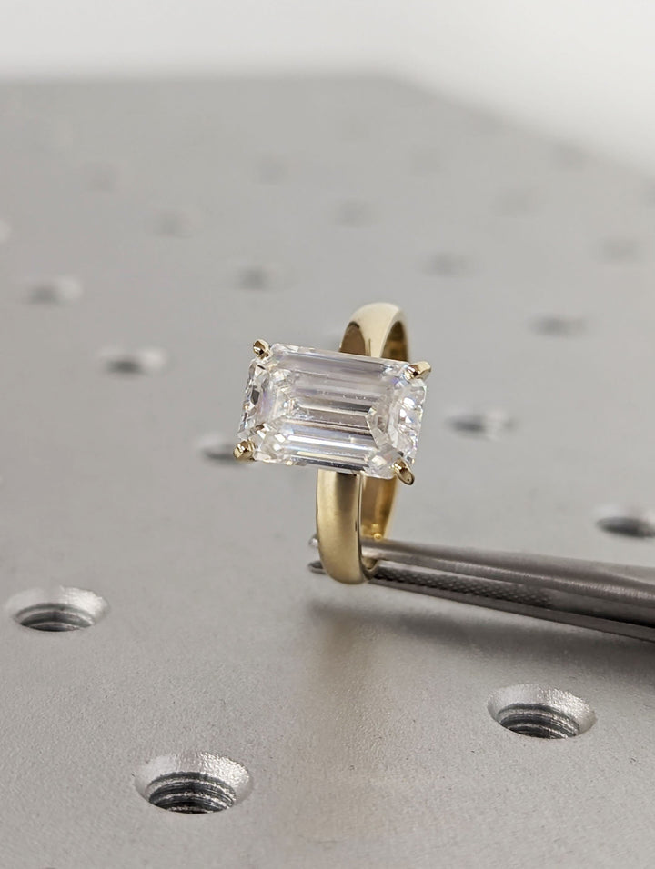 4.0CT Emerald Cut Solitaire Lab Grown Diamond Engagement Ring For Women