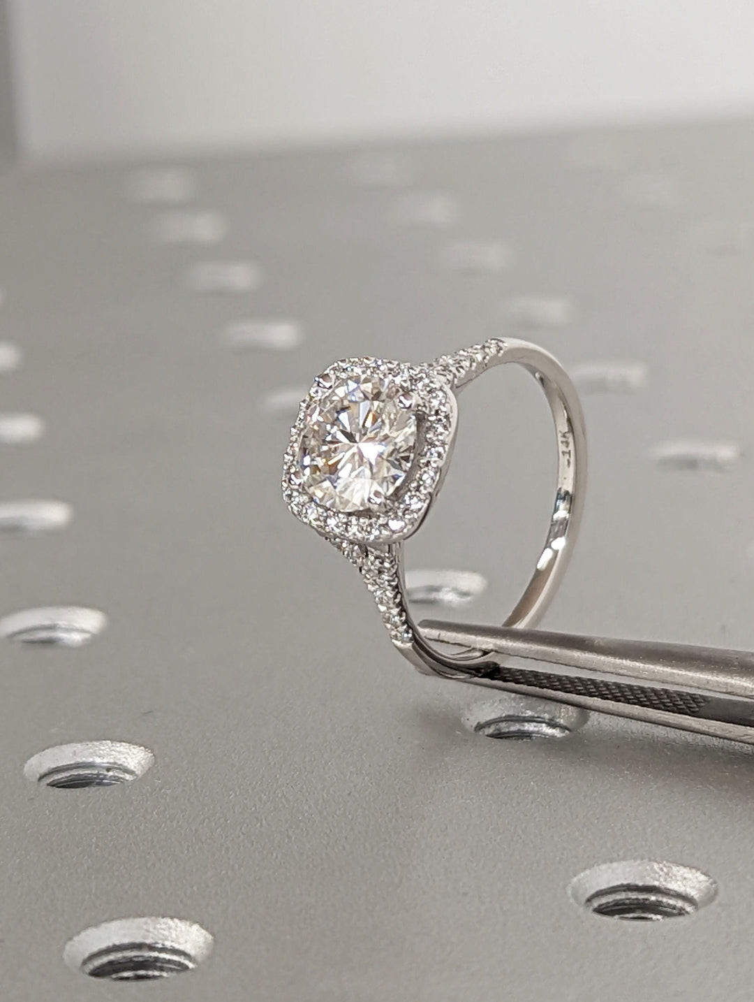 1.50CT Round Cut Halo Lab Grown Diamond Pave Engagement Ring For Women