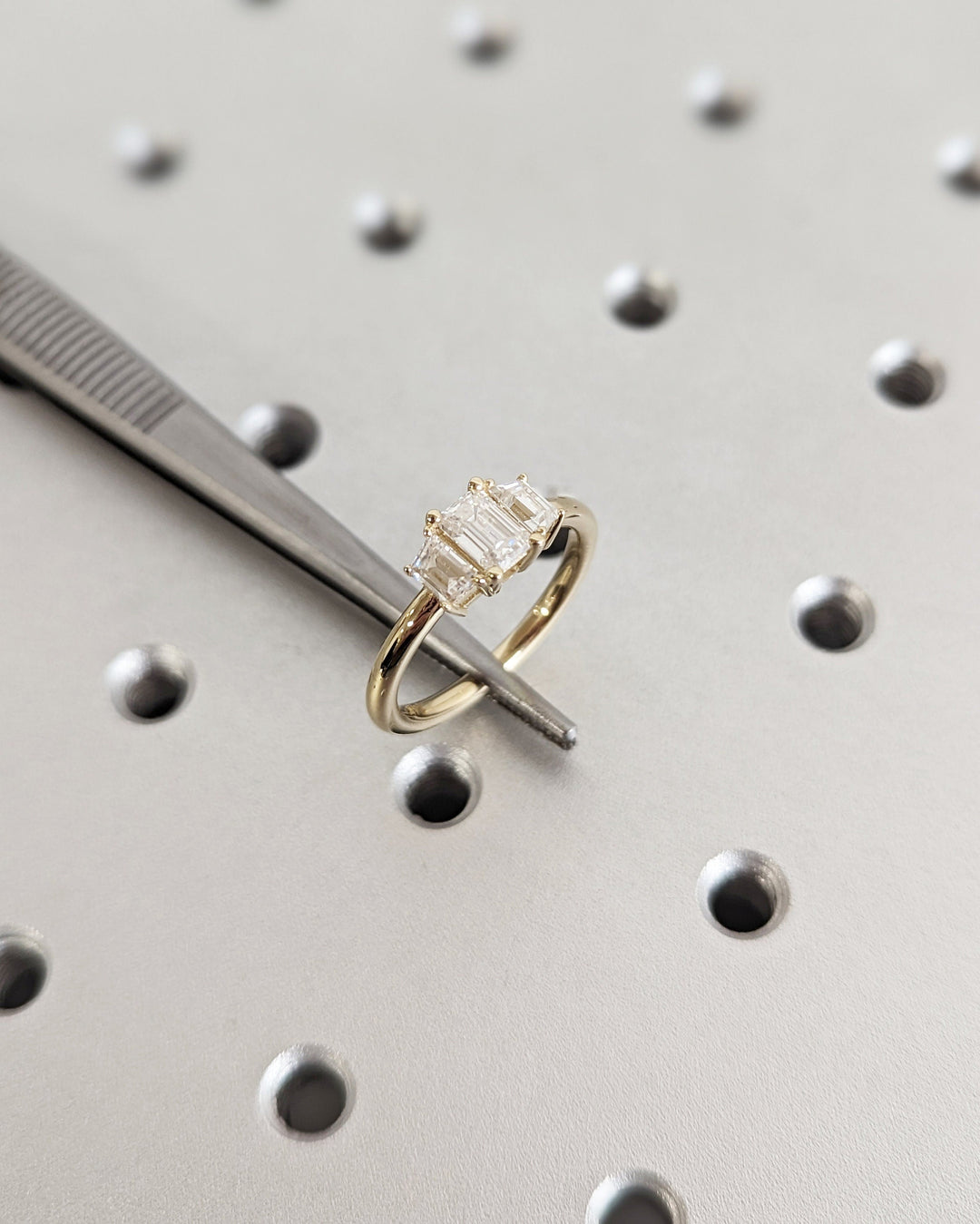 0.50CT Emerald Cut Three Stone Lab Grown Diamond Engagement Ring For Her