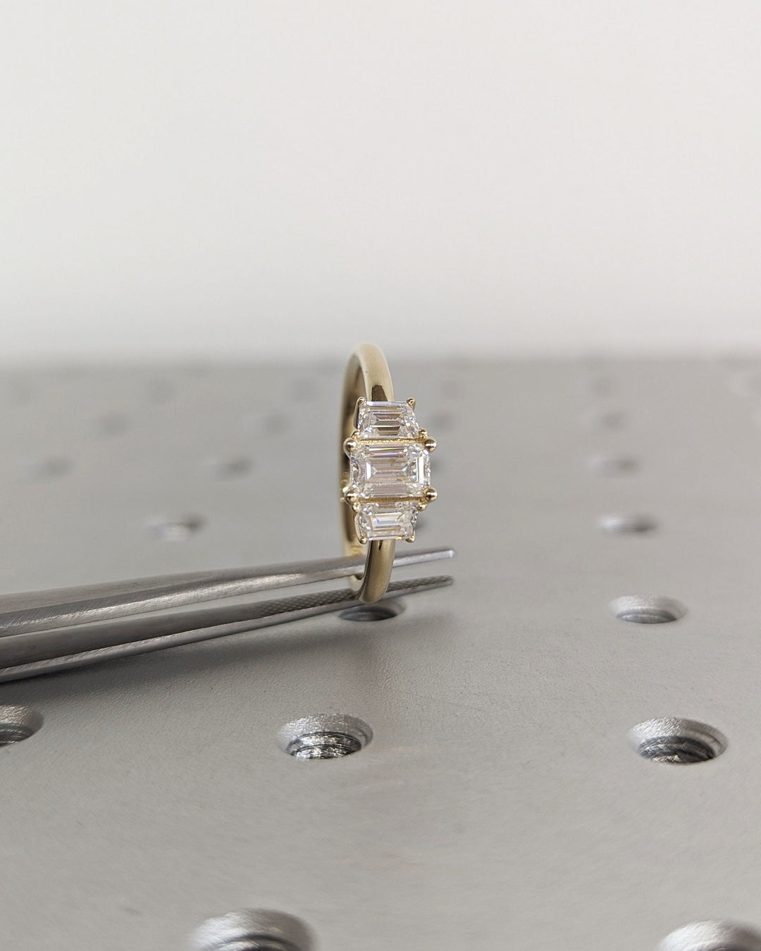 0.50CT Emerald Cut Three Stone Lab Grown Diamond Engagement Ring For Her