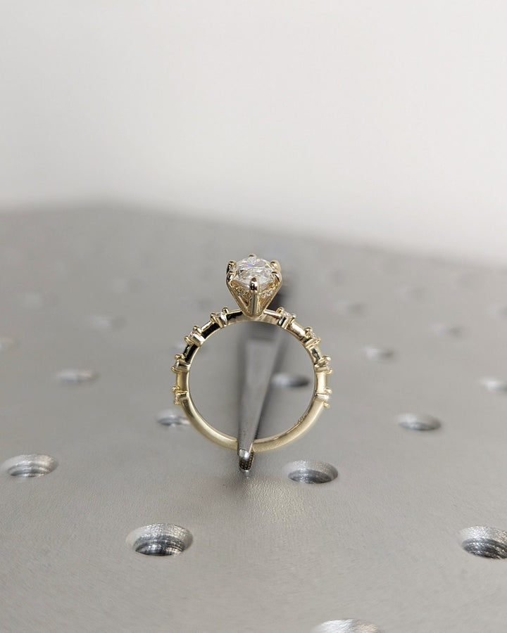 1.50CT Marquise Cut Hidden Halo Lab Grown Petite Pave Diamond Engagement Ring For Her Maximalist Wedding Ring