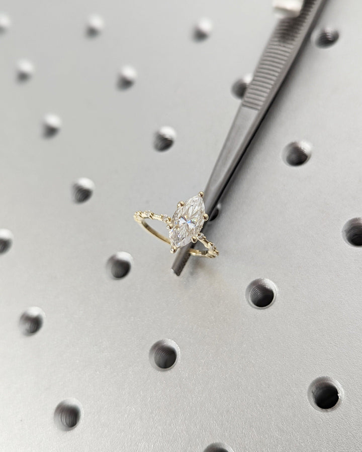 1.50CT Marquise Cut Hidden Halo Lab Grown Petite Pave Diamond Engagement Ring For Her Maximalist Wedding Ring