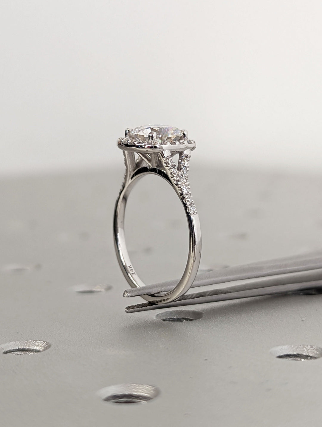 1.50CT Round Cut Halo Lab Grown Diamond Pave Engagement Ring For Women