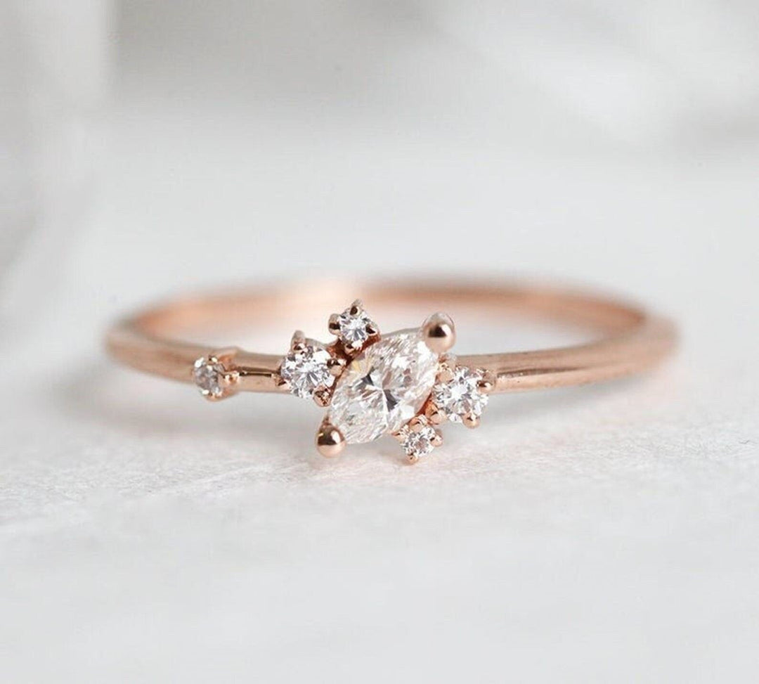1.0CT Marquise Lab Grown Diamond Cluster Engagement Ring For Women