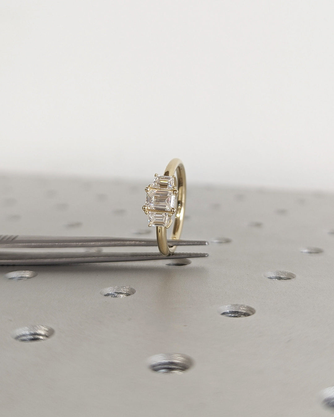 0.50CT Emerald Cut Three Stone Lab Grown Diamond Engagement Ring For Her