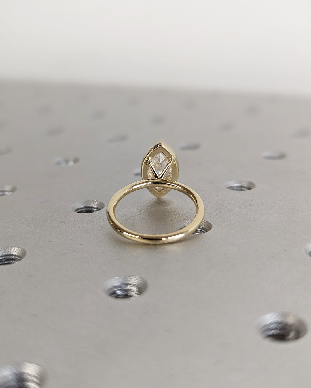 1.50CT Marquise Cut Bezel Set Lab Grown Diamond Engagement Ring For Women