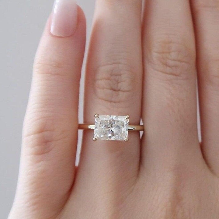 2.0CT East West Radiant Cut Solitaire Lab Grown Diamond Engagement Ring