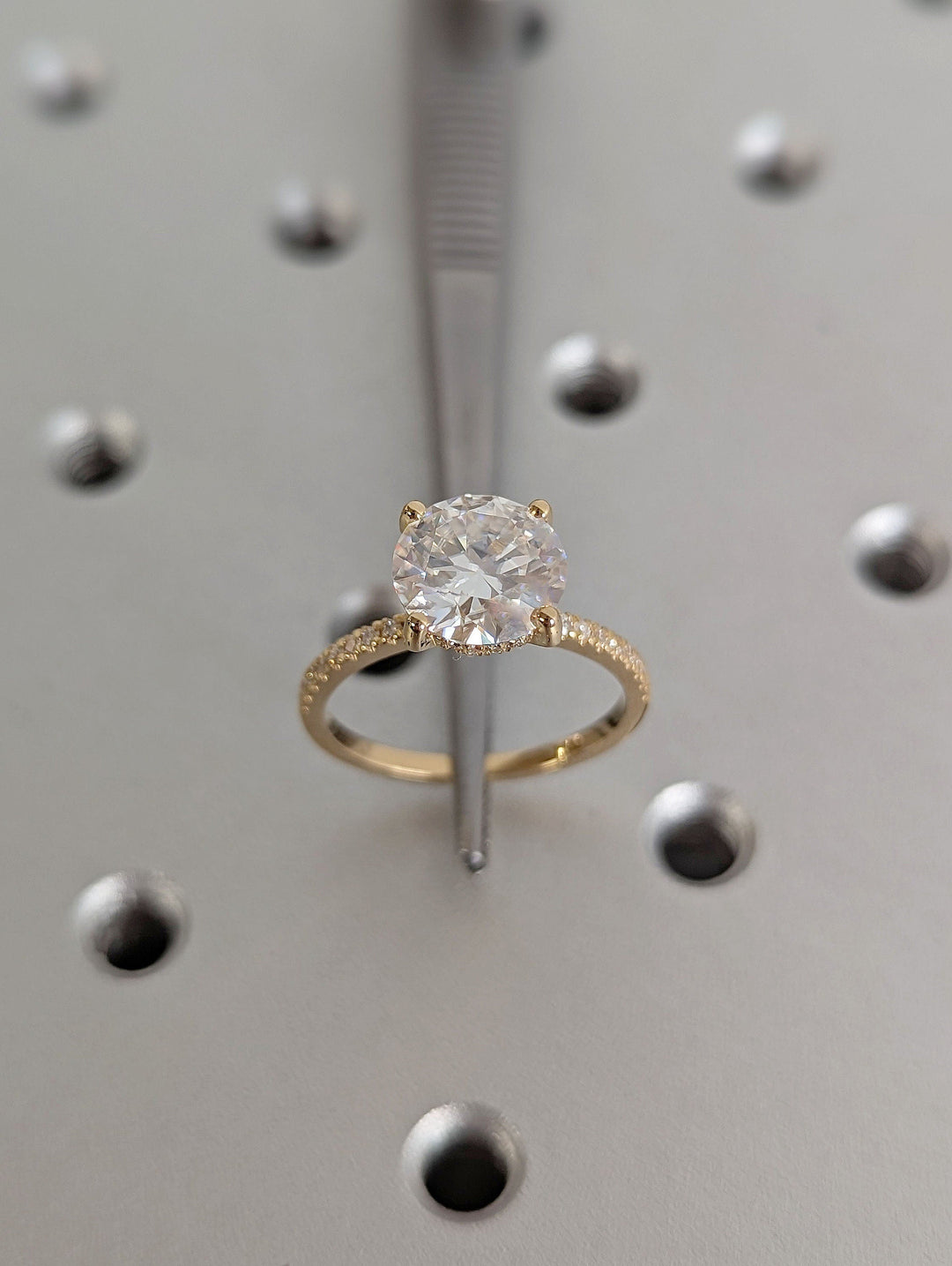 3.0CT Round Cut Hidden Halo Lab Grown Pave Diamond Engagement Ring For Her