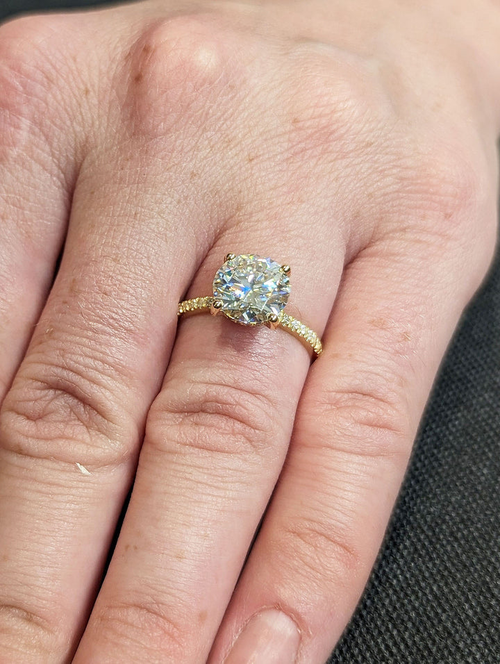 3.0CT Round Cut Hidden Halo Lab Grown Pave Diamond Engagement Ring For Her