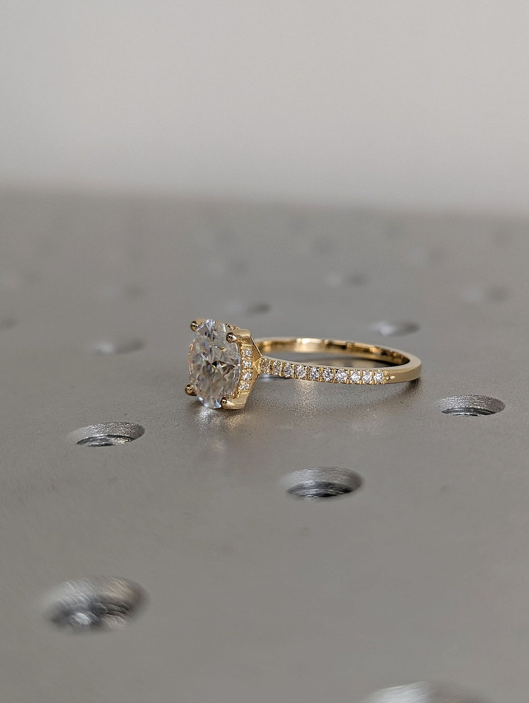3.0CT Round Cut Hidden Halo Lab Grown Diamond Pave Engagement Ring Simple Promise Ring