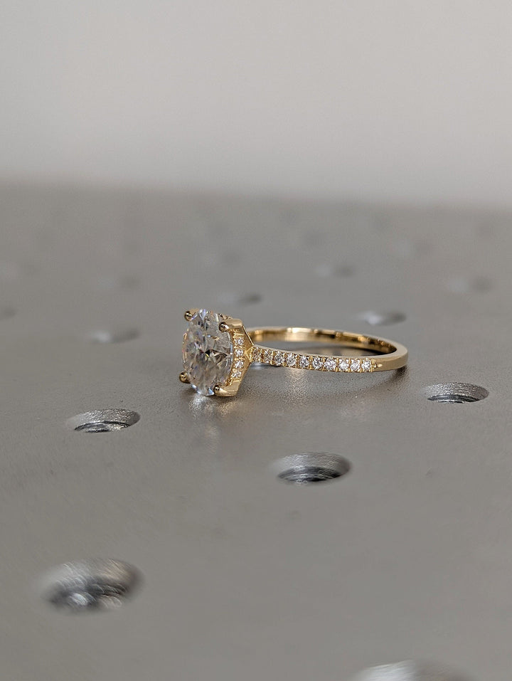 3.0CT Round Cut Hidden Halo Lab Grown Pave Diamond Engagement Ring For Her