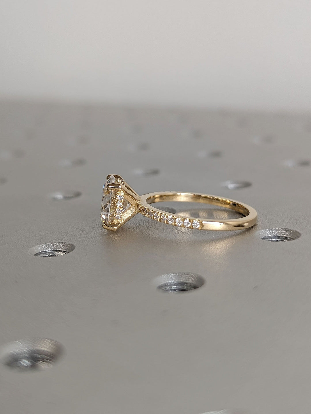 3.0CT Round Cut Hidden Halo Lab Grown Diamond Pave Engagement Ring Simple Promise Ring